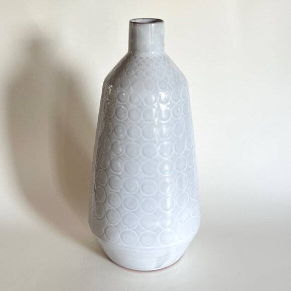 Crate & Barrel Tall White Dot Circle Small Neck Geometric Vase 13" - Picture 5 of 12